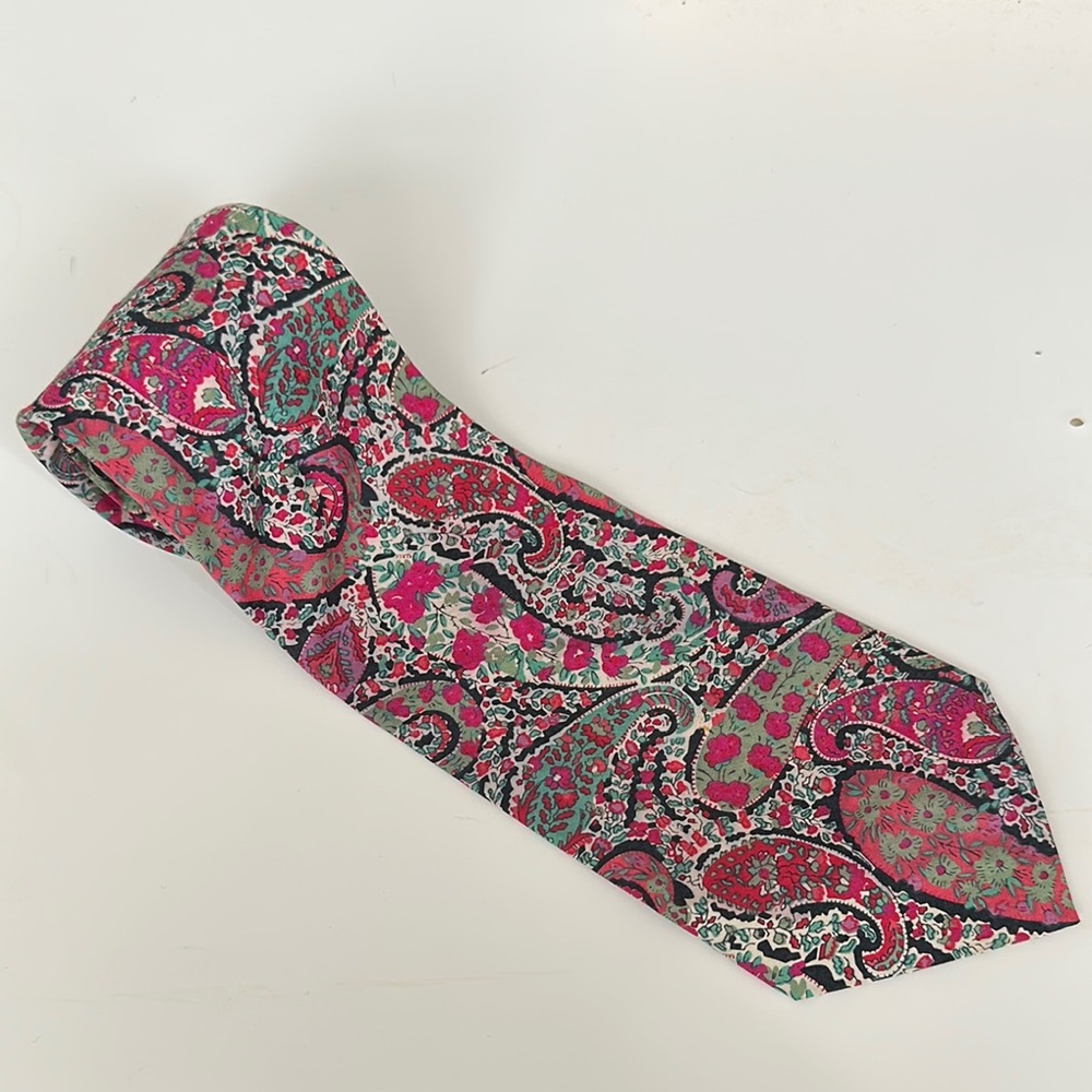 Liberty of London Pink and Green Paisley Tie